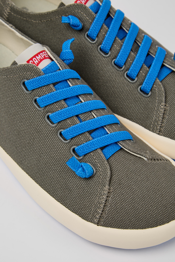 Close-up view of Peu Rambla Grey recycled cotton sneakers for men