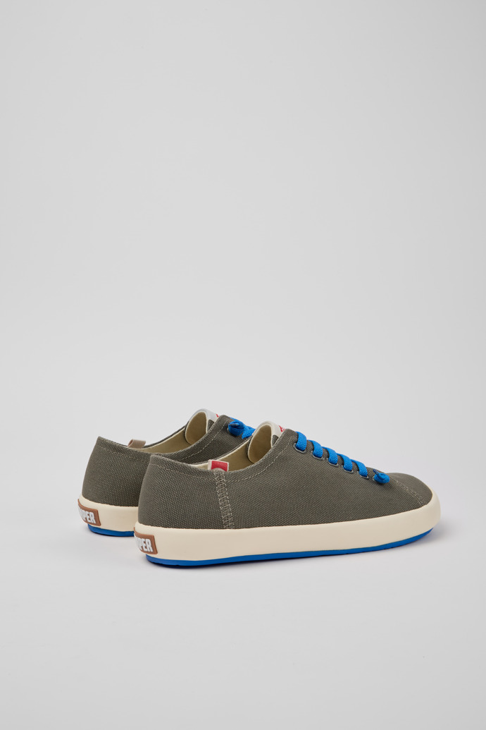 Back view of Peu Rambla Grey recycled cotton sneakers for men