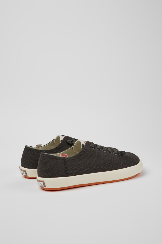 Back view of Peu Rambla Grey recycled cotton sneakers for men