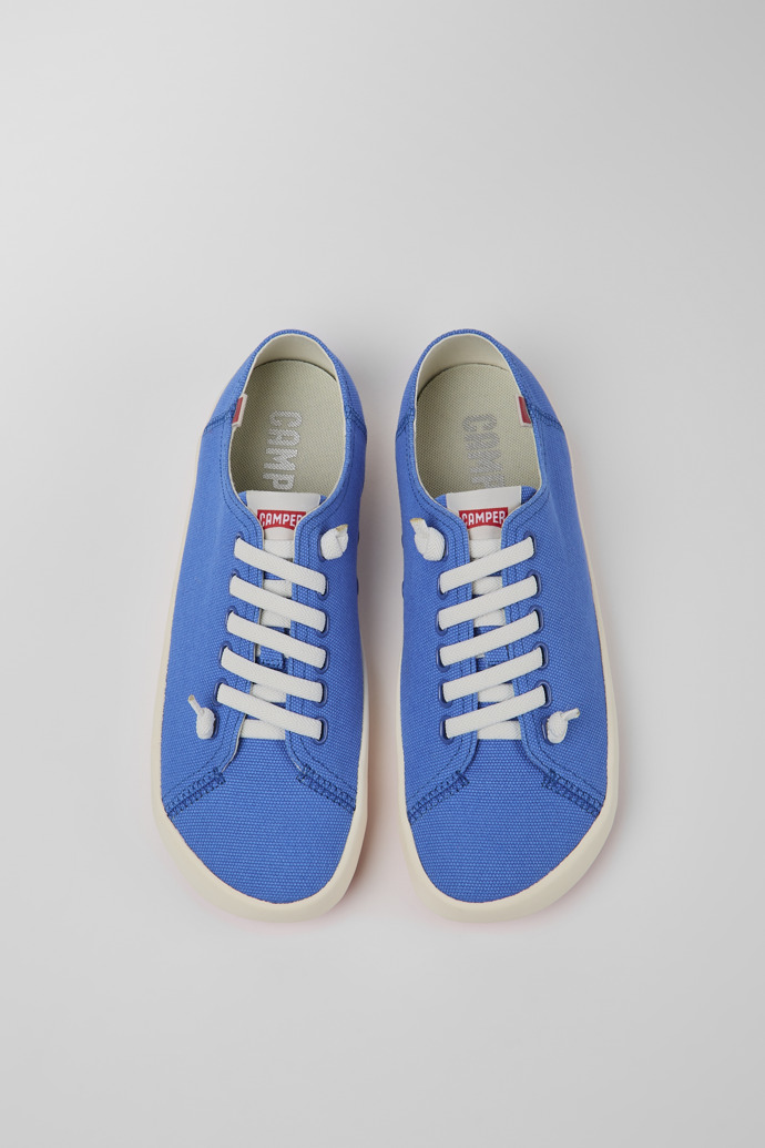 Overhead view of Peu Rambla Blue recycled cotton sneakers for men
