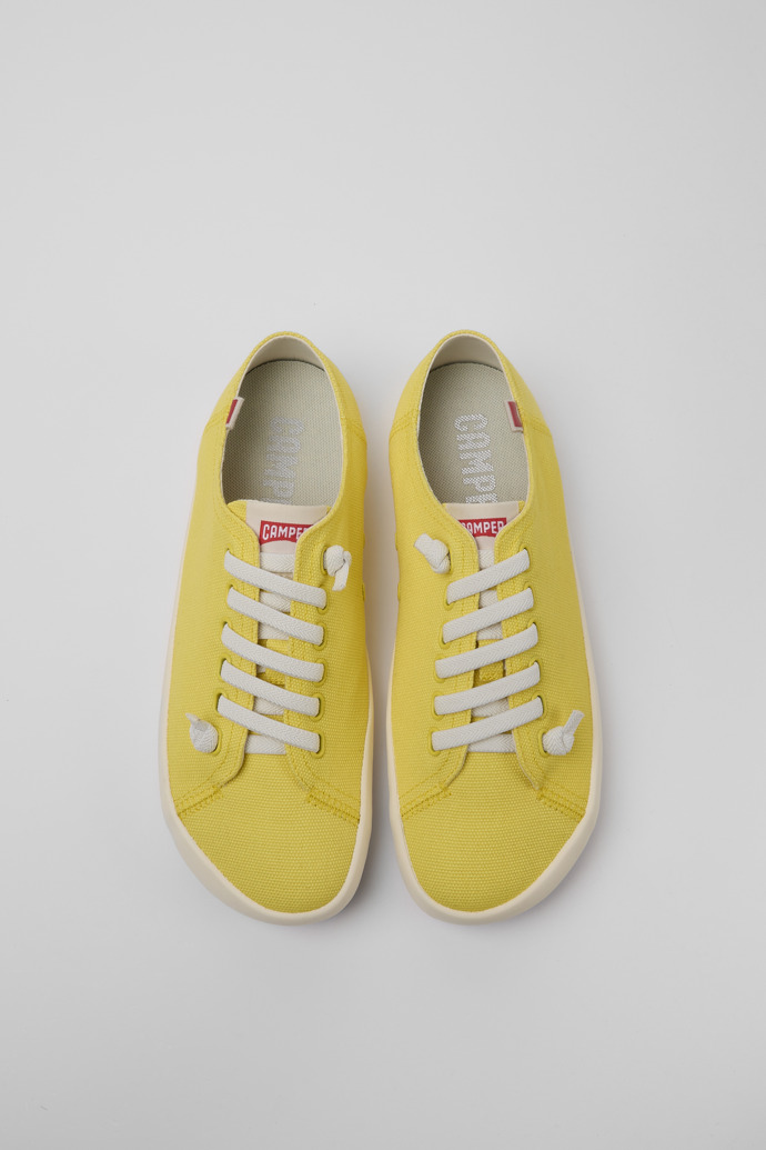 Overhead view of Peu Rambla Yellow recycled cotton sneakers for men