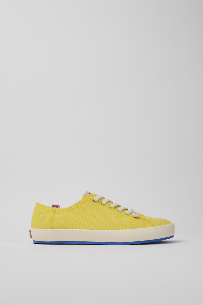 Side view of Peu Rambla Yellow recycled cotton sneakers for men