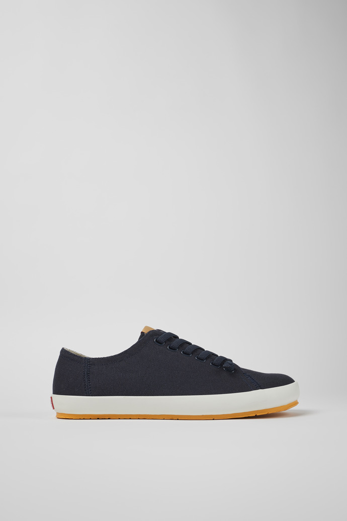 Image of Side view of Peu Rambla Blue Textile Sneaker for Men