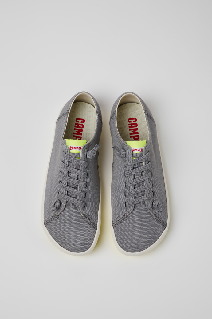 Overhead view of Peu Rambla Gray Recycled Cotton Sneakers for Men.