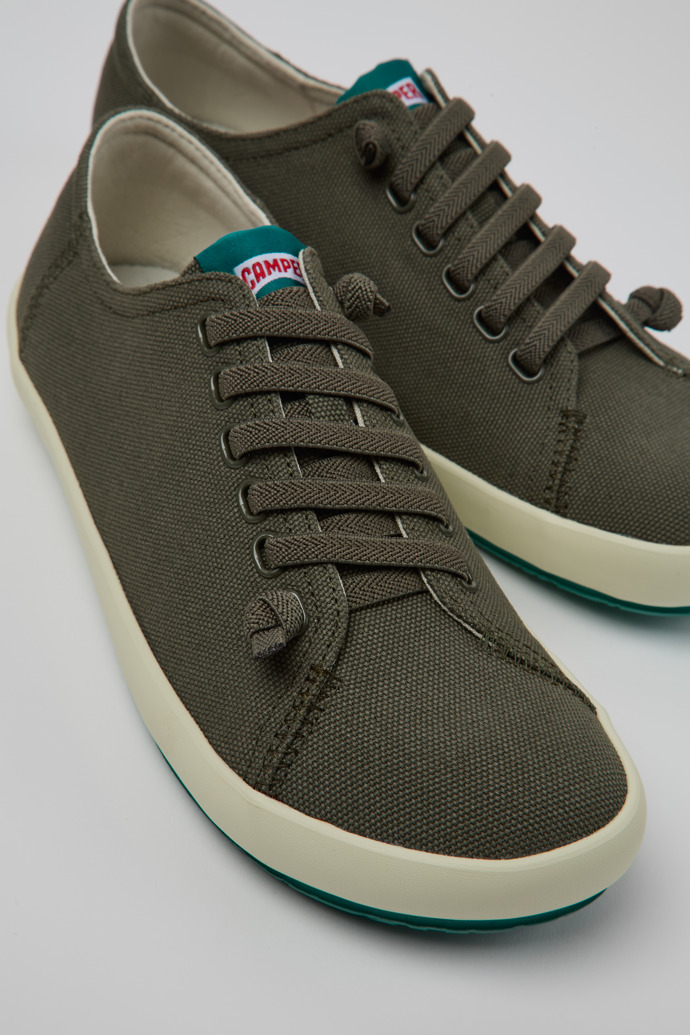 Close-up view of Peu Rambla Green Recycled Cotton Men's Sneaker.