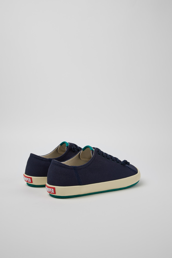 Back view of Peu Rambla Blue Recycled Cotton Sneakers for Men.