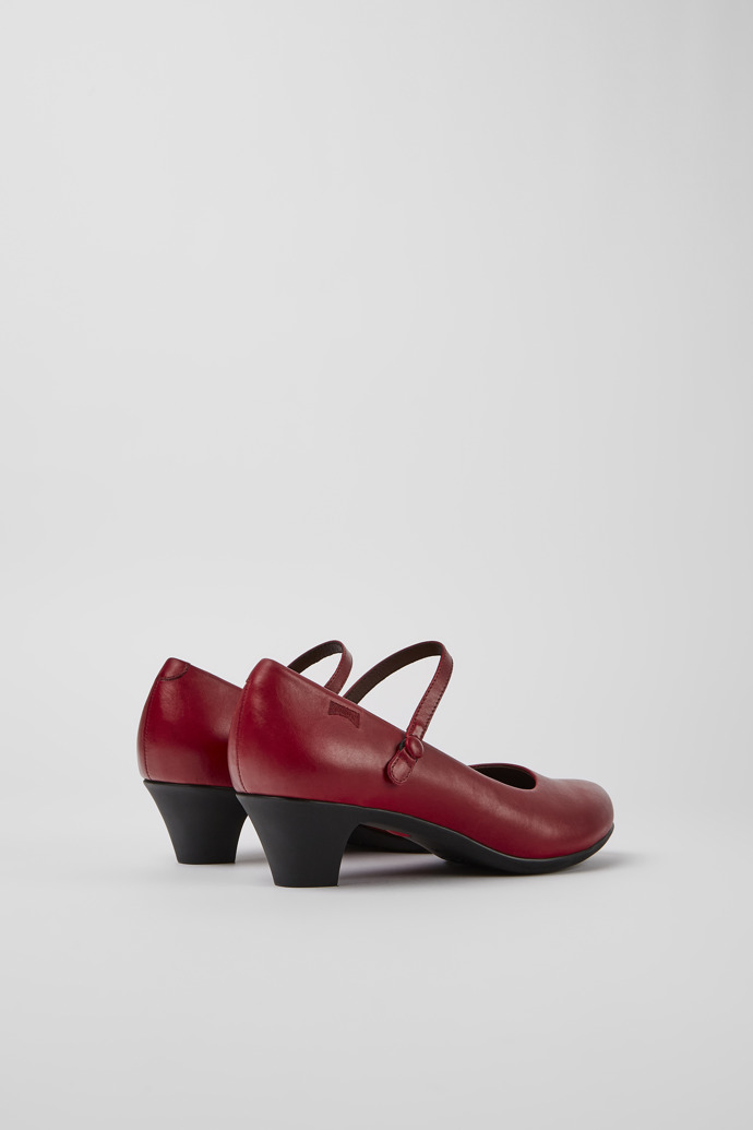 Back view of Helena Red leather heels for women