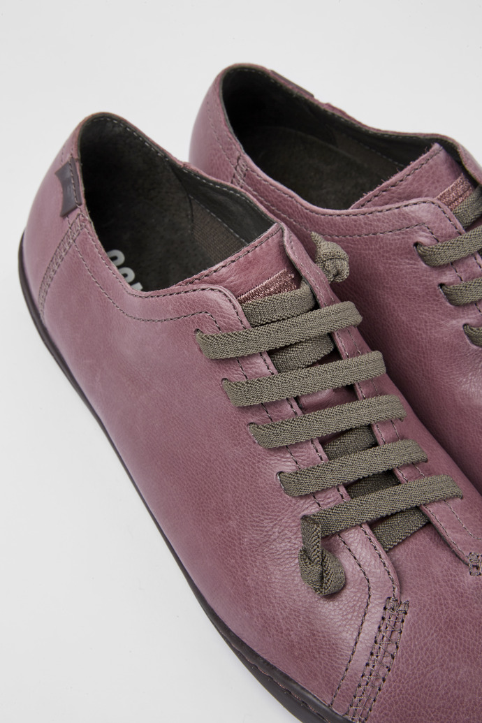 Close-up view of Peu Purple leather shoes for women