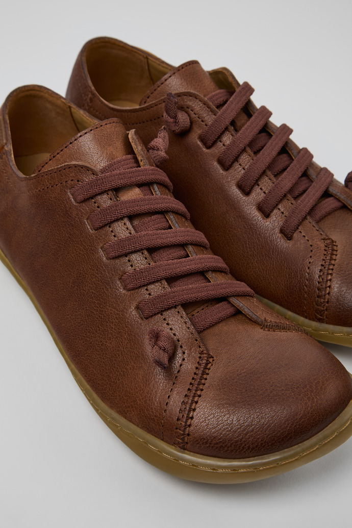 Close-up view of Peu Brown Leather Shoes for Women