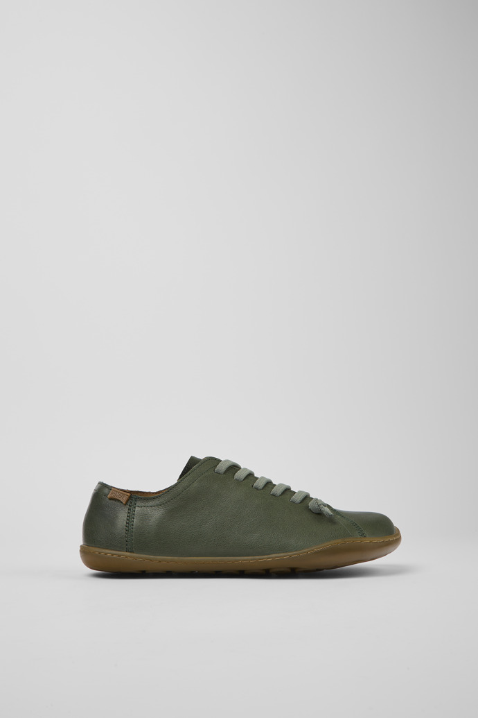 Image of Side view of Peu Green leather shoes for women