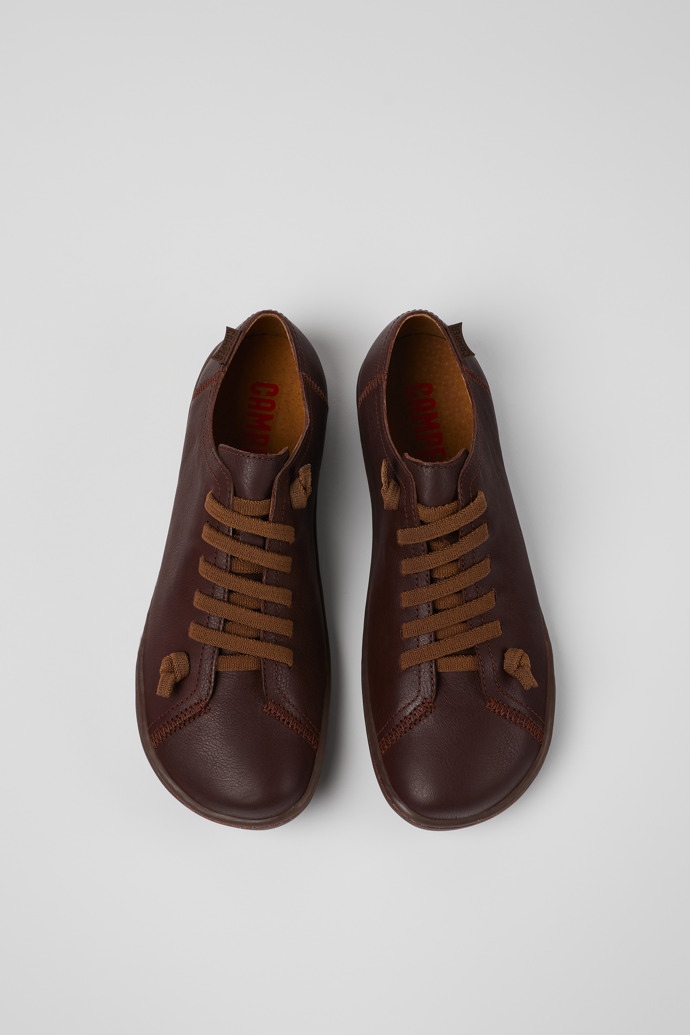 Overhead view of Peu Brown leather shoes for women