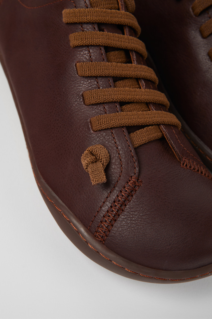 Close-up view of Peu Brown leather shoes for women
