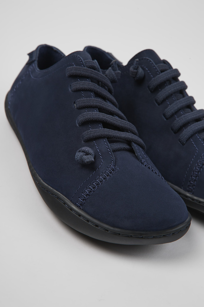 Close-up view of Peu Blue nubuck shoes for women