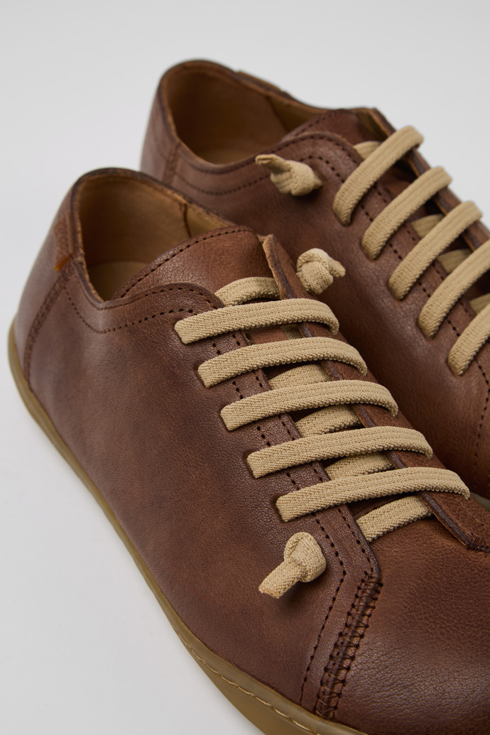 Close-up view of Peu Brown Leather Shoes for Women.