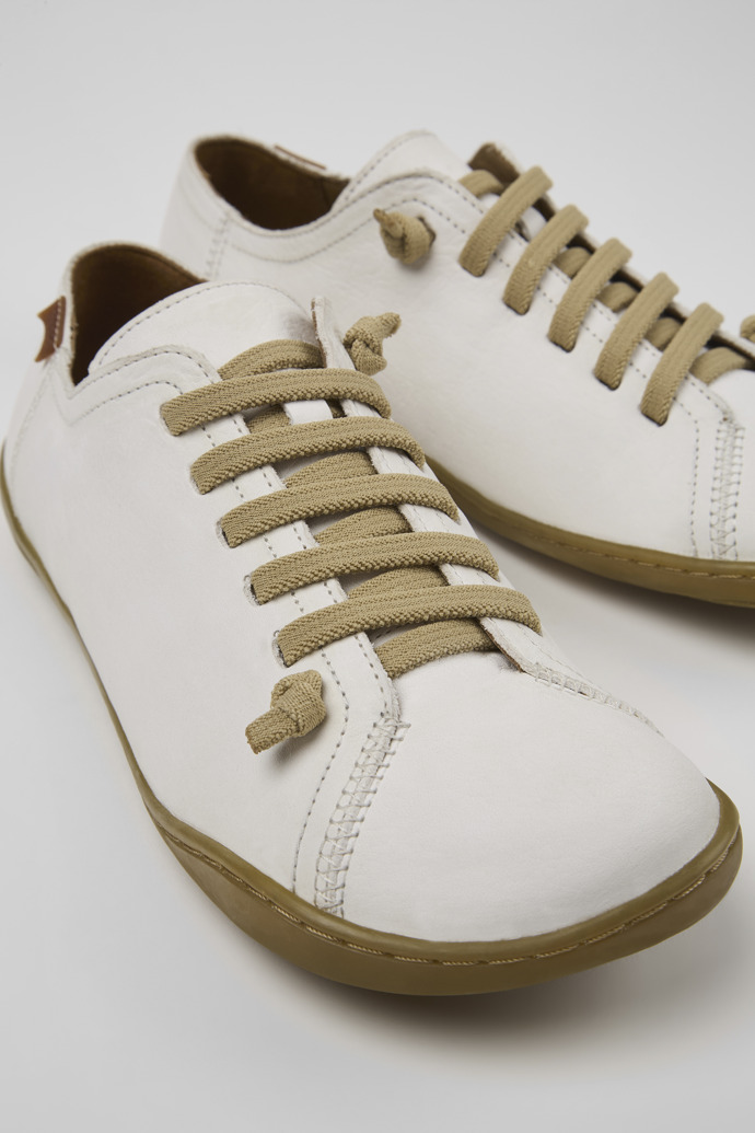 Close-up view of Peu White Leather Shoes for Women