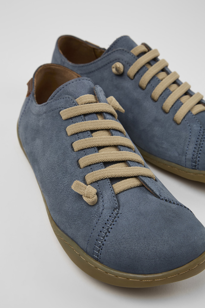 Close-up view of Peu Blue Nubuck Shoes for Women