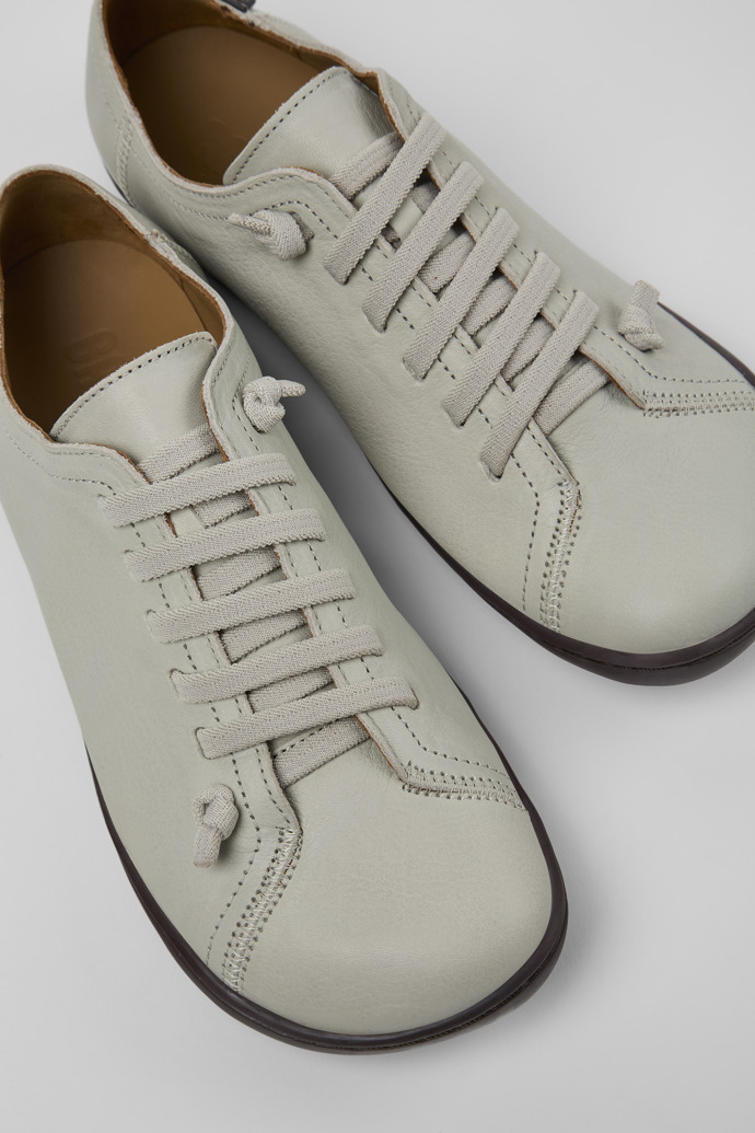 Close-up view of Peu Gray Leather Shoes for Women