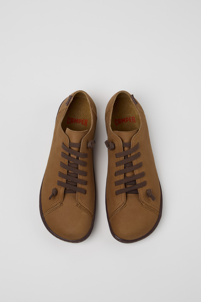 Overhead view of Peu Brown Leather and PET Shoes for Women.