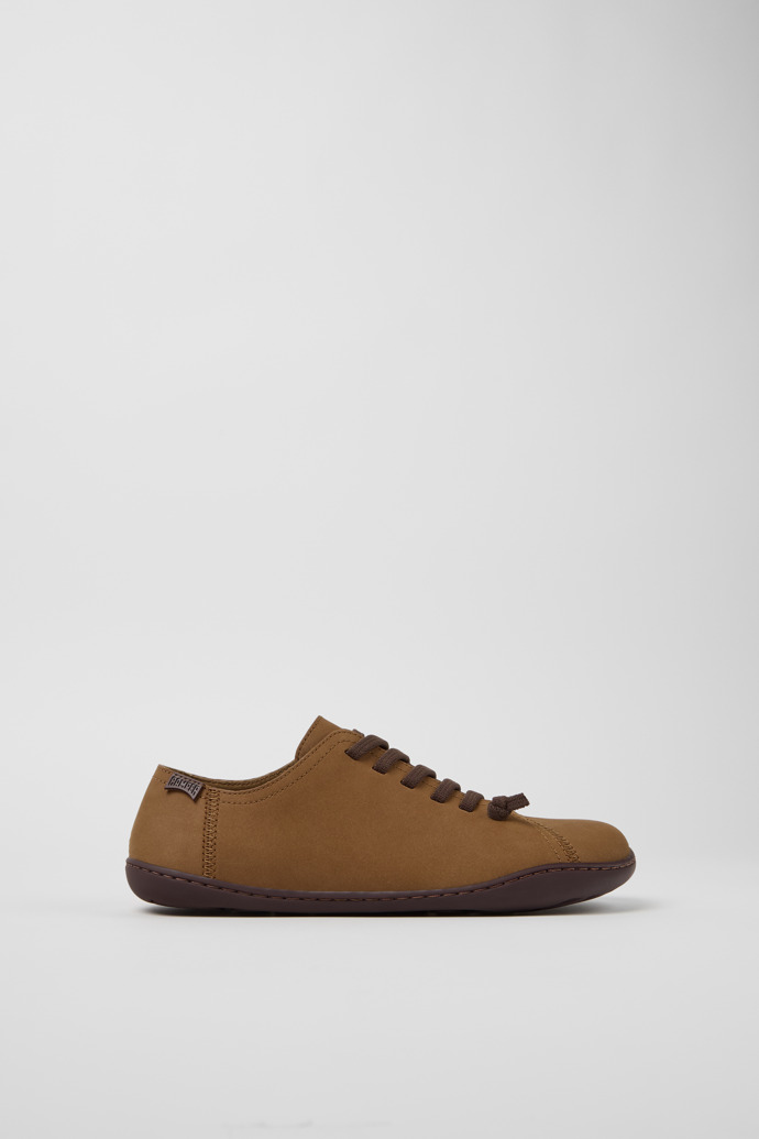 Side view of Peu Brown Leather and PET Shoes for Women.