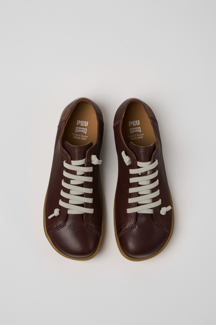 Overhead view of Peu Burgundy Leather Shoes for Women.