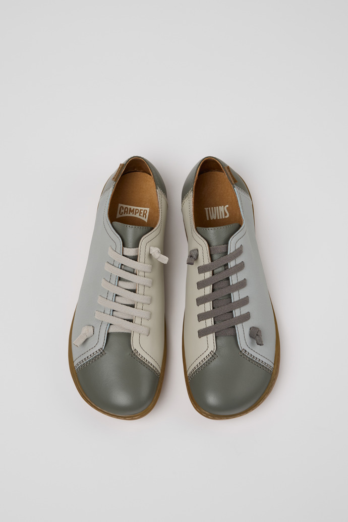 Overhead view of Twins Black Leather Shoes for Women.