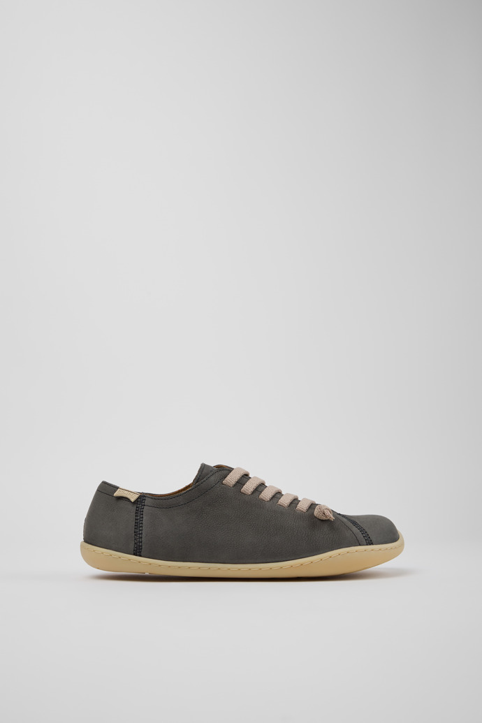 Side view of Peu Gray Leather Shoes for Women.