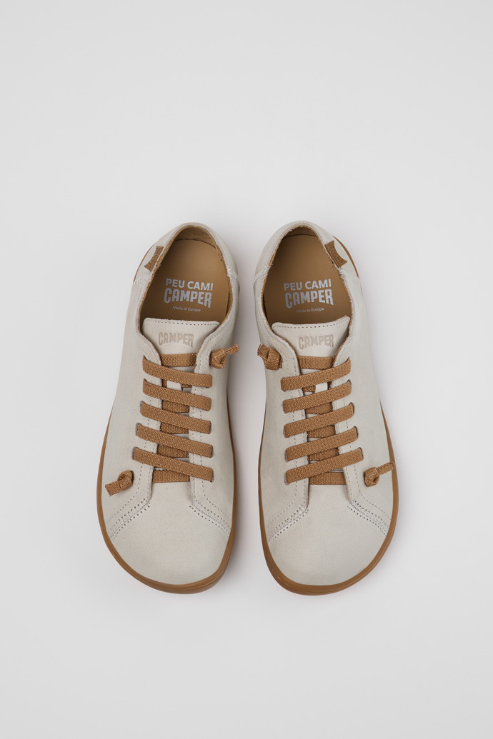 Overhead view of Peu Beige Leather Shoes for Women.