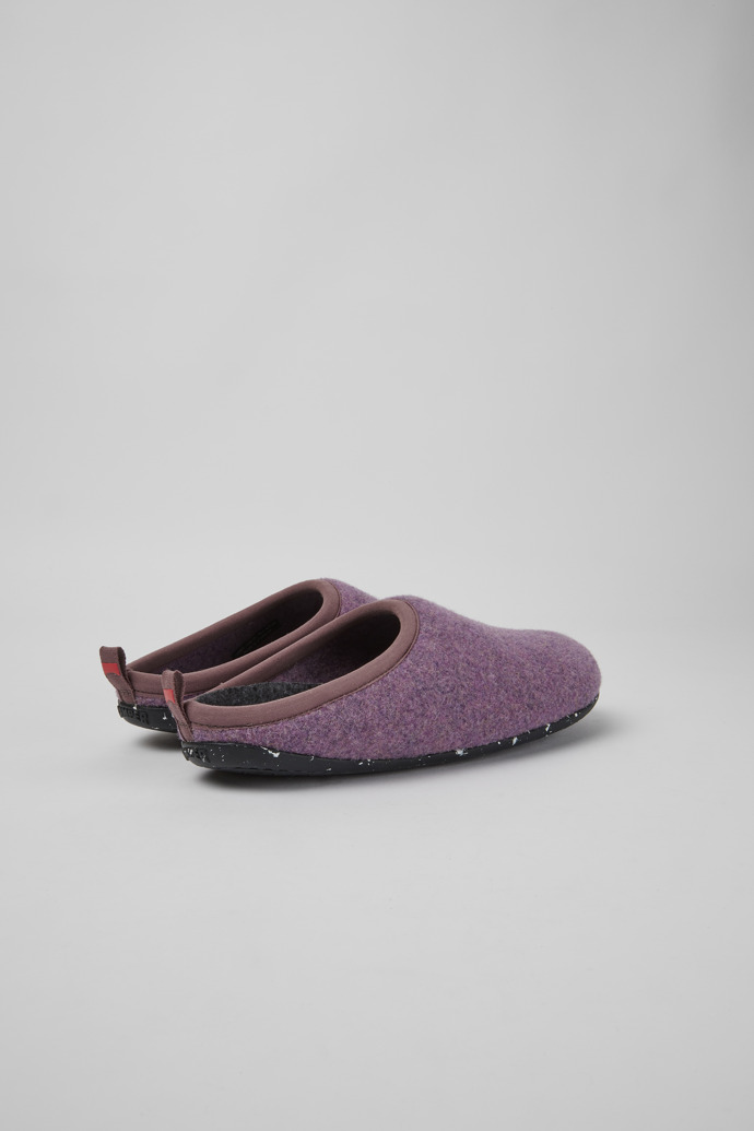 Back view of Wabi Violet wool women’s slippers