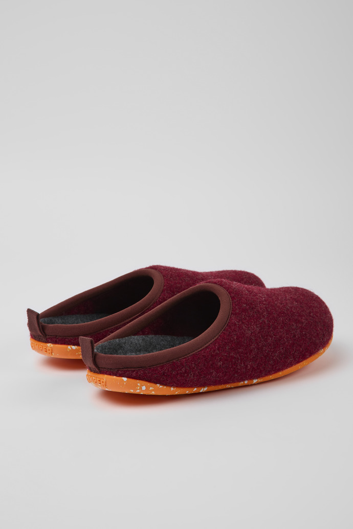 Back view of Wabi Burgundy wool slippers for women