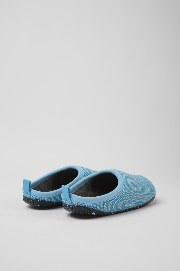 Back view of Wabi Blue wool and viscose slippers for women
