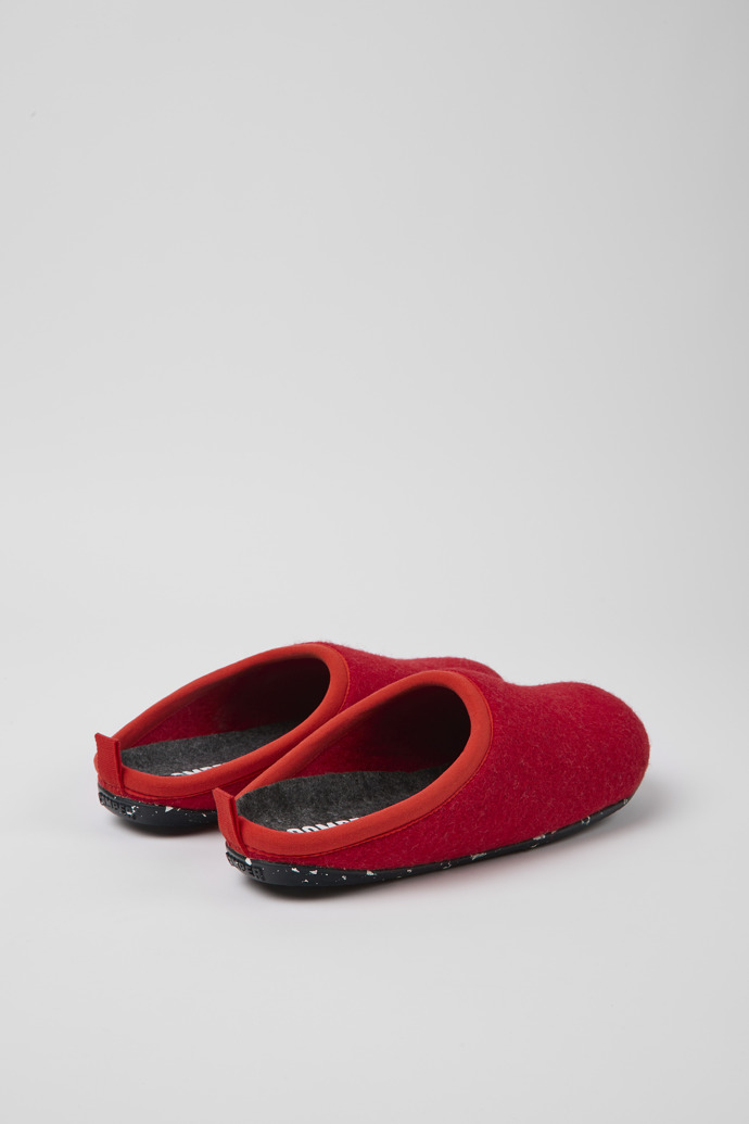 Back view of Wabi Red wool slippers for women