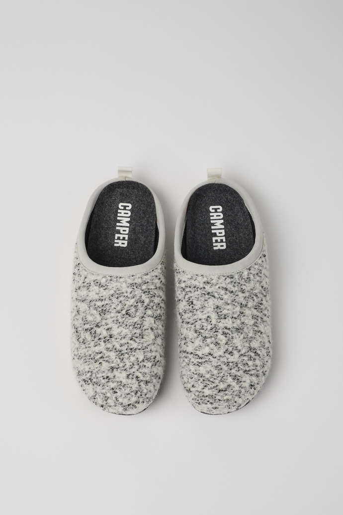 Overhead view of Wabi White and black Slippers for Women