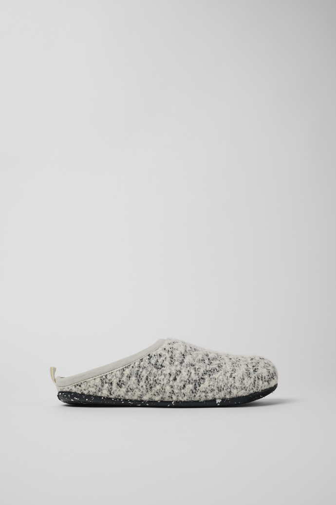 Side view of Wabi White and black Slippers for Women