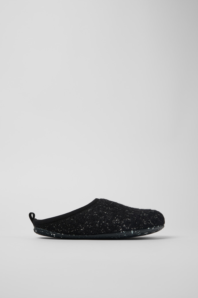 Side view of Wabi Black and white Slippers for Women