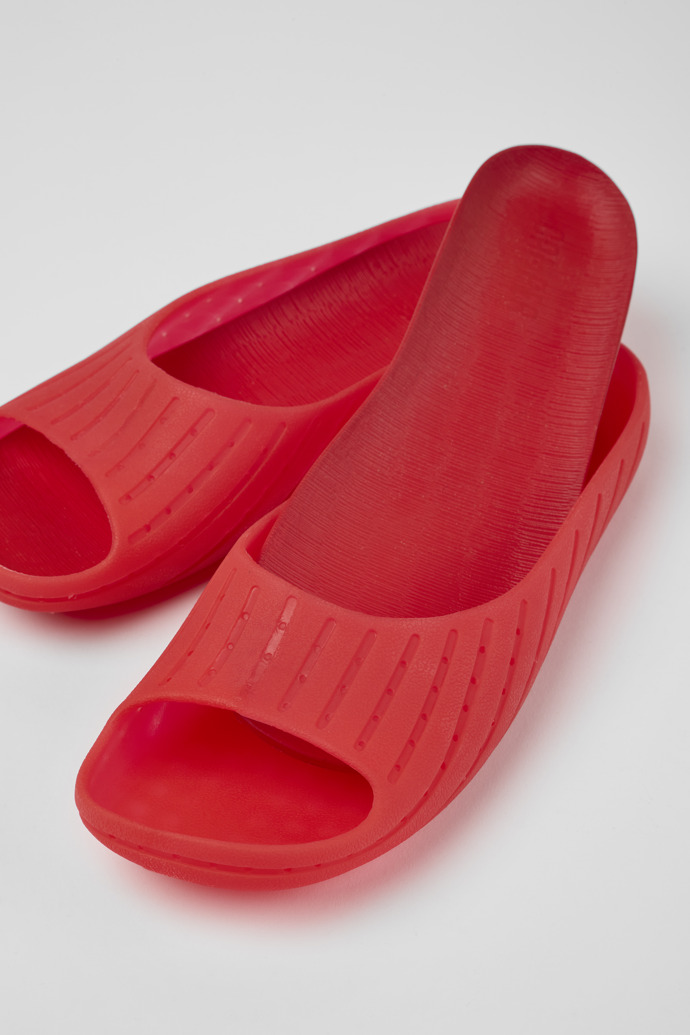 Close-up view of Wabi Red monomaterial sandals for women