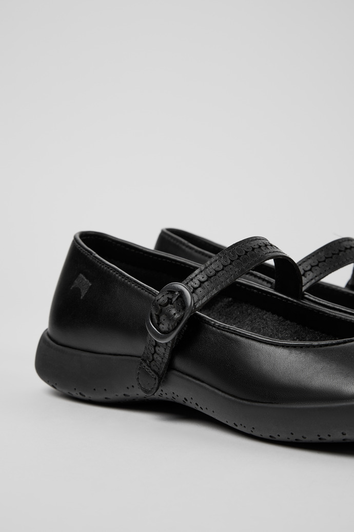 Close-up view of Spiral Comet Black Ballerinas for Women