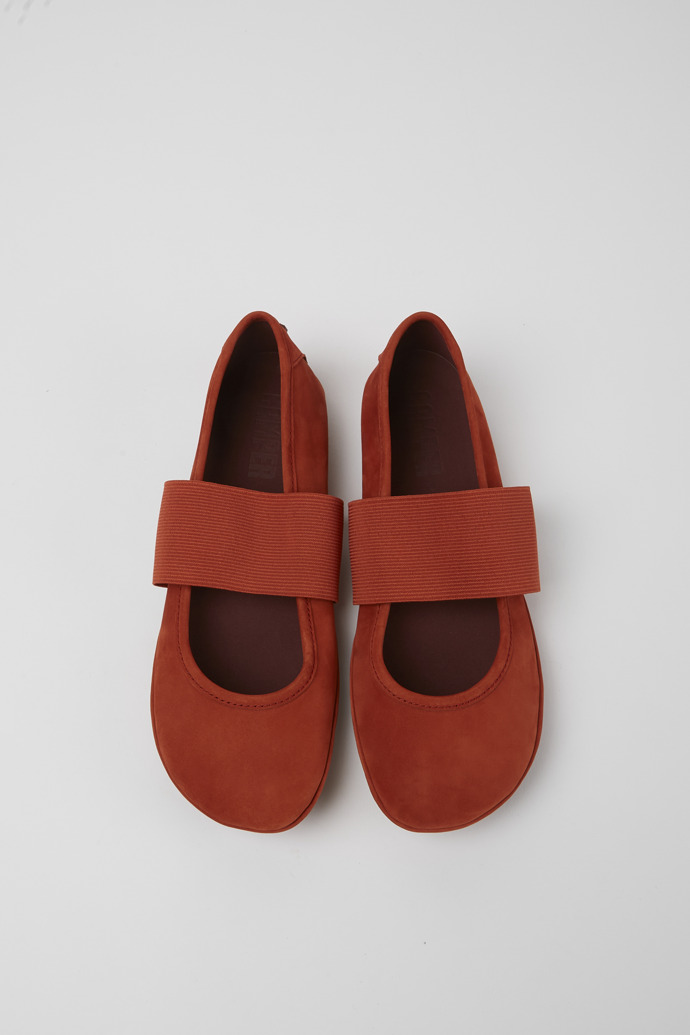 Overhead view of Right Red nubuck shoes for women