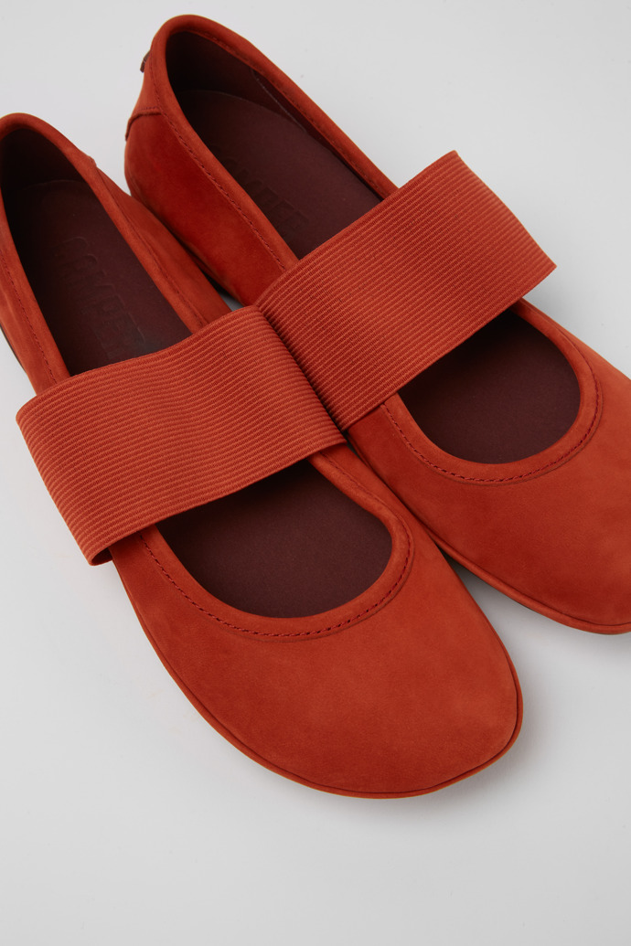 Close-up view of Right Red nubuck shoes for women