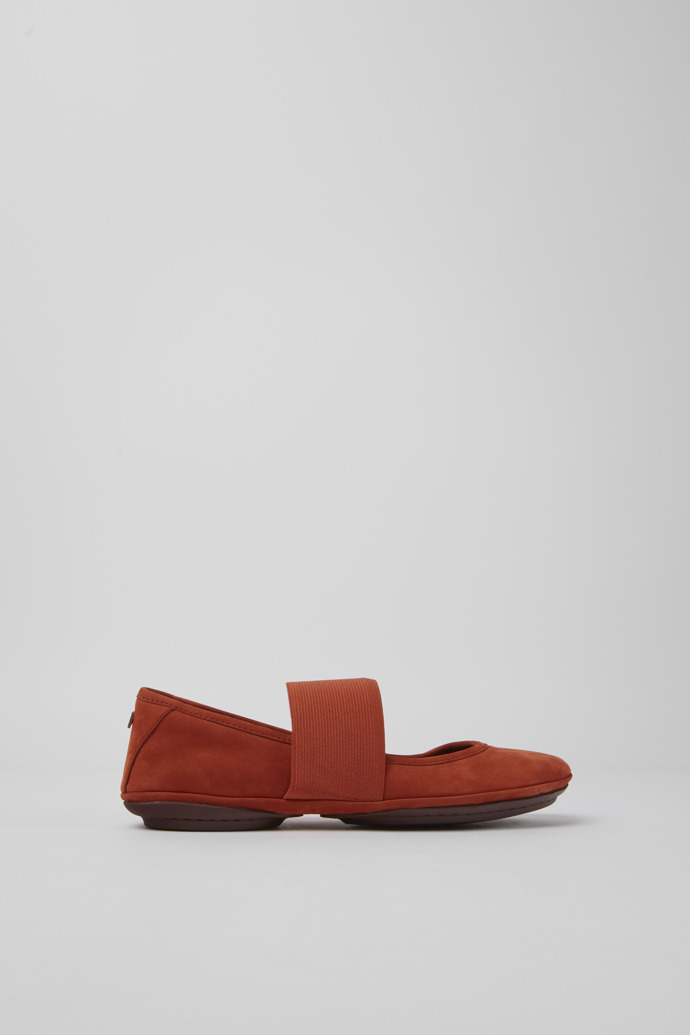 Side view of Right Red nubuck shoes for women