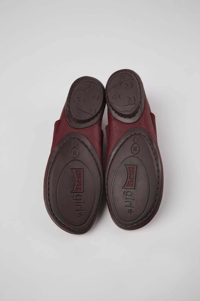 The soles of Right Burgundy leather ballerinas for women