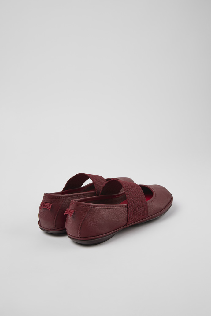 Back view of Right Burgundy leather ballerinas for women