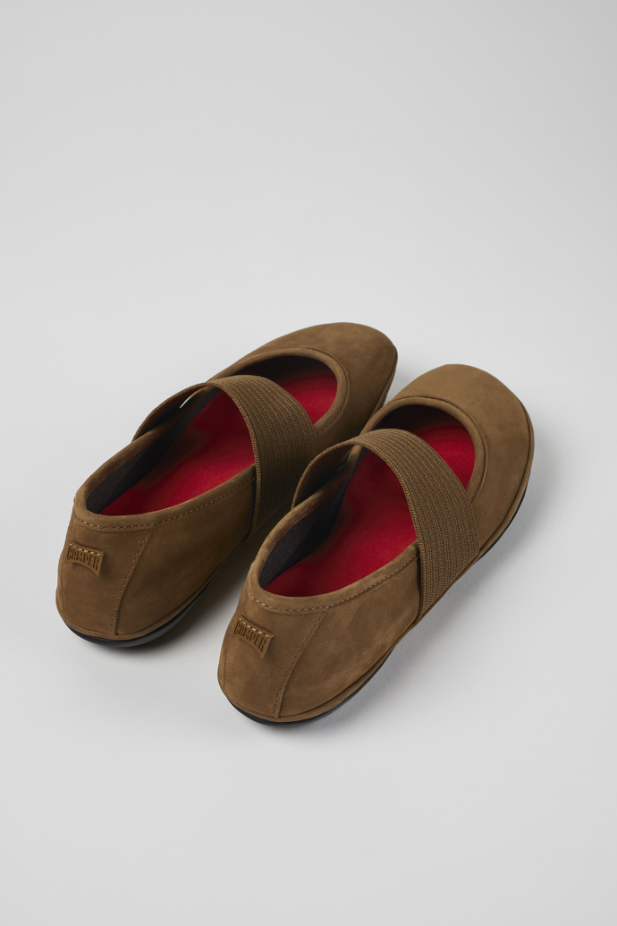 Back view of Right Brown nubuck ballerinas for women