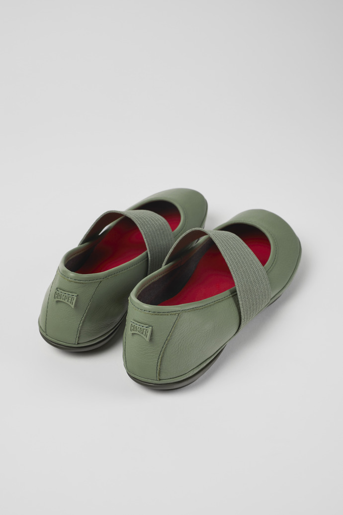Back view of Right Green leather ballerinas for women