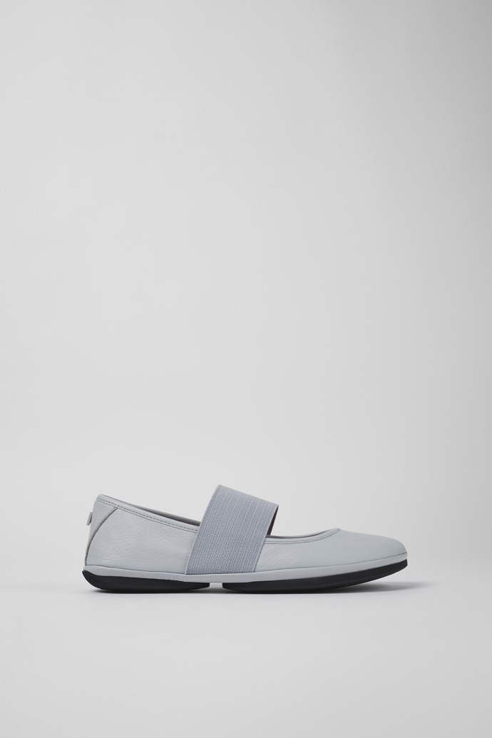 Image of Side view of Right Gray Leather Mary Jane for Women