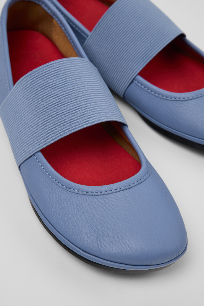 Right Nina Ballerines en cuir bleu pour femme.