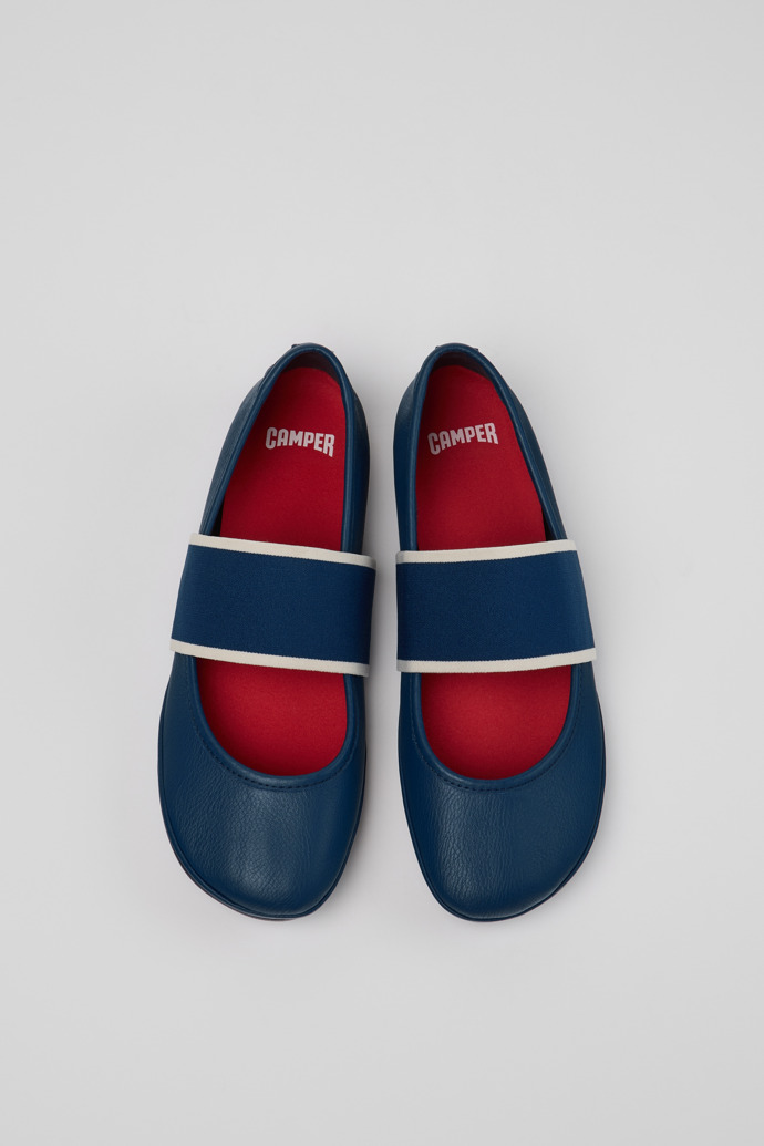 Overhead view of Right Nina Blue Leather Ballerinas for Women.