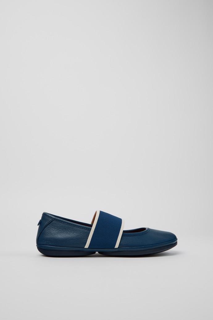 Side view of Right Nina Blue Leather Ballerinas for Women.