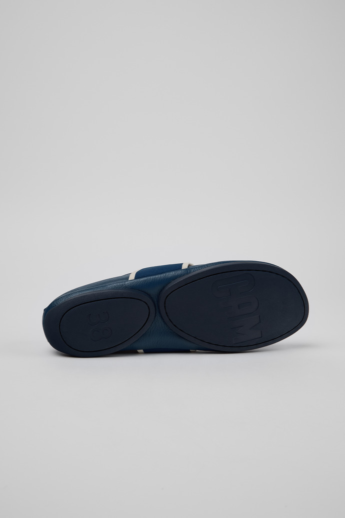 The soles of Right Nina Blue Leather Ballerinas for Women.