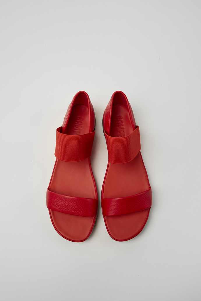 Overhead view of Right Red leather sandals for women