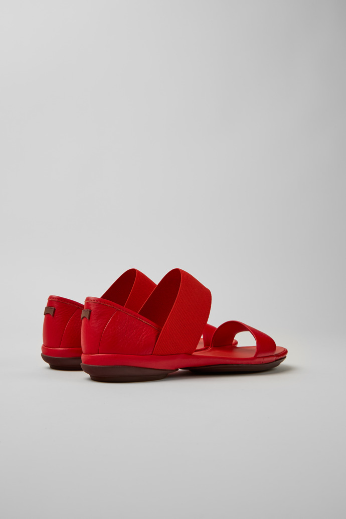 Back view of Right Red leather sandals for women